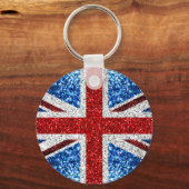 Blaue Glitzern unter der Flagge des Vereinigten Kö Schlüsselanhänger (Vorderseite)