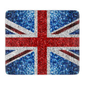Blaue Glitzern unter der Flagge des Vereinigten Kö Schneidebrett (Vorderseite)