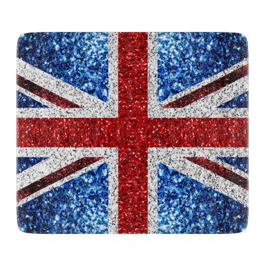 Blaue Glitzern unter der Flagge des Vereinigten Kö Schneidebrett (Vorderseite)