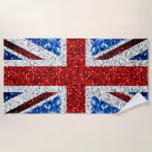 Blaue Glitzern unter der Flagge des Vereinigten Kö Strandtuch (Vorderseite)