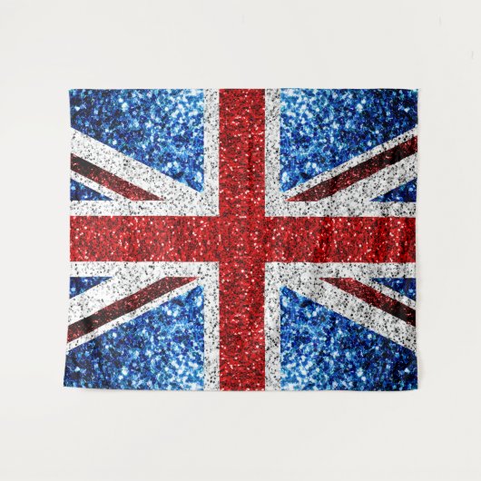 Blaue Glitzern unter der Flagge des Vereinigten Kö Wandteppich (Vorderseite (Horizontal))