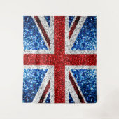 Blaue Glitzern unter der Flagge des Vereinigten Kö Wandteppich (Vorderseite)