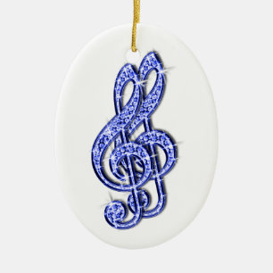 Blaue Glitzernde Funkelnde Diamantmusiknoten Keramik Ornament