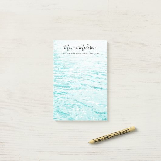 Blaue glitzernde Wasserwellen Post-it Klebezettel (Auf Schreibtisch)