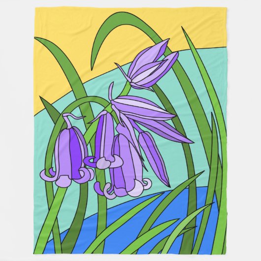 Blaue Glocken im Wald Fleecedecke (Vorderseite)