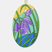 Blaue Glocken im Wald Keramik Ornament (Links)