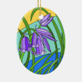 Blaue Glocken im Wald Keramik Ornament (Hinten)