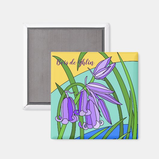 Blaue Glocken im Wald Magnet (Vorderseite/Rückseite)