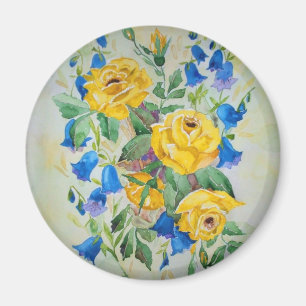 Blaue Glocken mit Rose Magnet