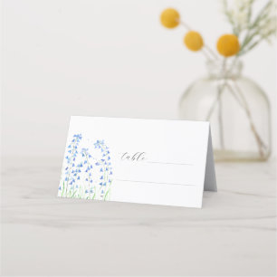 Blaue Glocken Wasserfarbe Blaue Blume Florale Hoch Platzkarte