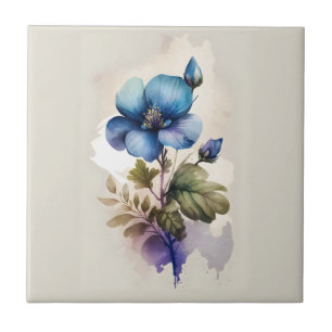Blaue Glocken-Wasserfarben-Blumenmuster für Küche  Fliese