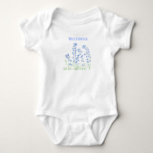 Blaue Glockenblumen blaue Blumen Frühling Aquarell Baby Strampler