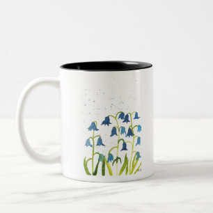 Blaue Glockenblumen Blumen Aquarell Zweifarbige Tasse