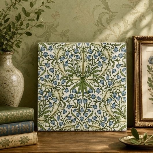 Blaue Glockenblumen im Vintage-Stil Fliese
