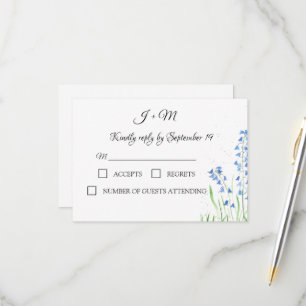Blaue Glockenblumen Rustikale Wildblumen RSVP Karte