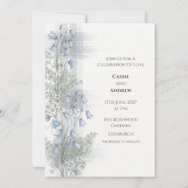 Blaue Glockenblumen-Tartan-Hochzeitseinladung Einladung