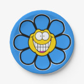 Blaue glückliche Blumen-Schrauben-Grafiken Pappteller (Vorderseite)
