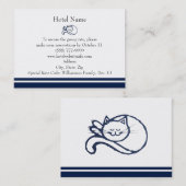 Blaue glückliche Katzen-Hotel-Reservierungen Visitenkarte (Vorne/Hinten)