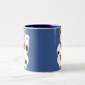 Blaue glückliche Katzen-Tasse Zweifarbige Tasse (Mittel)