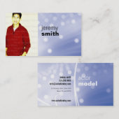 Blaue Glühenheadshot-Visitenkarte Visitenkarte (Vorne/Hinten)