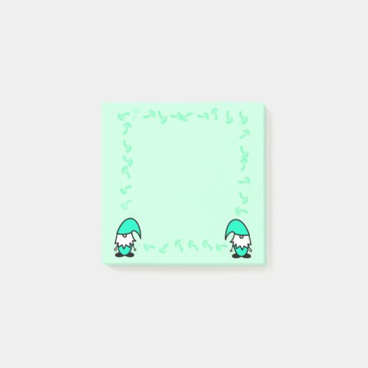 Blaue Gnome mit Pilzen Post-it Klebezettel (Vorderseite)