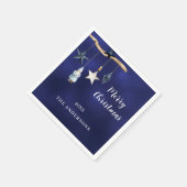 Blaue Gnome-Sterne Weihnachts-Party Serviette (Ecke)