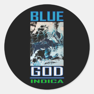 BLAUE GOD INDICA RUNDER AUFKLEBER