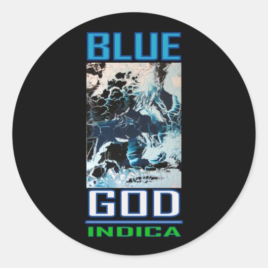 BLAUE GOD INDICA RUNDER AUFKLEBER (Vorderseite)