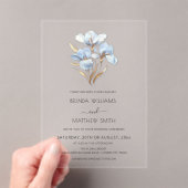Blaue Gold 3D Blumen  Acryleinladungen (Insitu (Handheld))