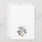 Blaue Gold 3D Blumen Weiß Einladung (Rückseite)