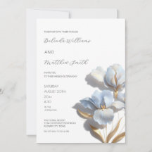Blaue Gold 3D Blumen Weiß