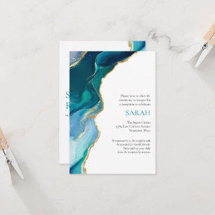 Blaue Gold-Achat-Bar- oder Bar-Rezeptions-Einlage Einladung