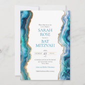 Blaue Gold-Achat Bar oder Bat Mizwa Einladung (Vorderseite)