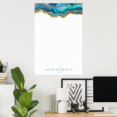 Blaue Gold-Achat-Bar- oder Bat-Mizwa-Einladung Poster (Heimbüro)