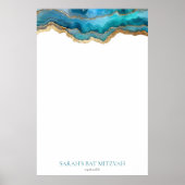 Blaue Gold-Achat-Bar- oder Bat-Mizwa-Einladung Poster (Vorne)