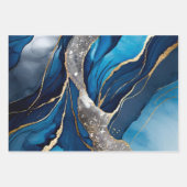 Blaue Gold-Achat-Marmor-Glitzer-Abstraktdesign Geschenkpapier Set (Vorderseite 3)