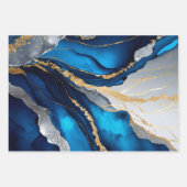 Blaue Gold-Achat-Marmor-Glitzer-Abstraktdesign Geschenkpapier Set (Vorderseite 2)