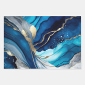 Blaue Gold-Achat-Marmor-Glitzer-Abstraktdesign Geschenkpapier Set (Vorderseite)