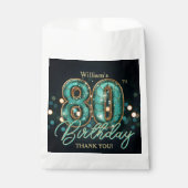 Blaue Gold-Achat-Stein-Mosaik zum 80. Geburtstag Geschenktütchen (Vorderseite)