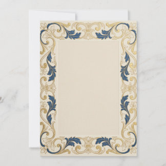 Blaue Gold Barock-Einladung Einladung