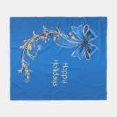 Blaue Gold-Blumen-Feier-Fleece-Decke Fleecedecke (Vorderseite (Horizontal))