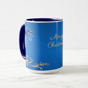 Blaue Gold-Blumen-Feiertags-Tasse Tasse