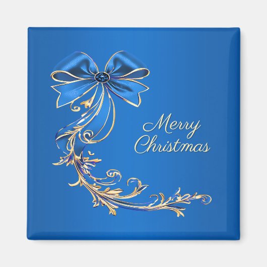 Blaue Gold-Blumen-Feiertagsmagnet Magnet (Vorne)