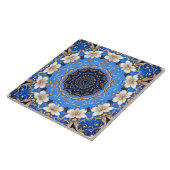 Blaue Gold Blumen Keramikfliese (Seite)
