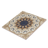 Blaue Gold Blumen Keramikfliese (Seite)