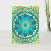 Blaue Gold-Blumen-Mandala Einladung (Rückseite)
