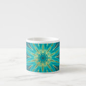 Blaue Gold-Blumen-Mandala Espressotasse (Vorderseite)