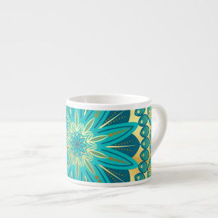 Blaue Gold-Blumen-Mandala Espressotasse