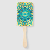 Blaue Gold-Blumen-Mandala Fächer (Rückseite)