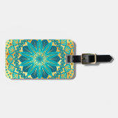 Blaue Gold-Blumen-Mandala Gepäckanhänger (Vorderseite horizontal)